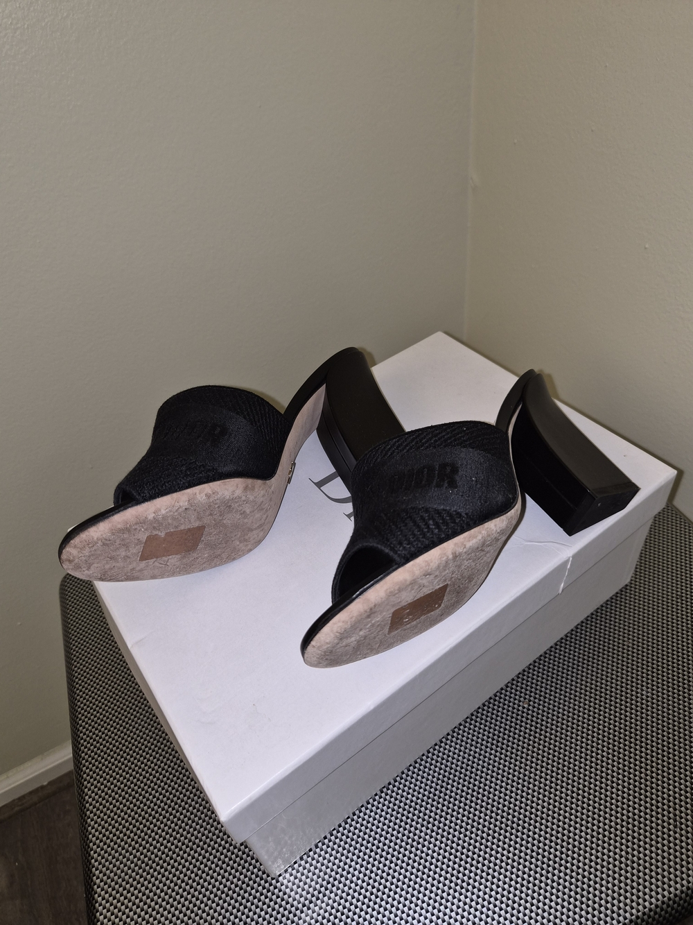 Dior Black Embroidered Fabric Slide Mules - Picture 3 of 3
